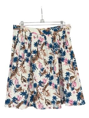 Grace Karin cotton floral swing skirt pockets zipper button closure Size Large